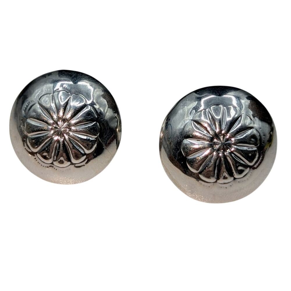 Vintage Unmarked Native American Hollow Pillow Concho Earrings